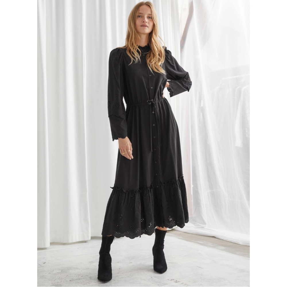 & Other Stories Black Midi Dress